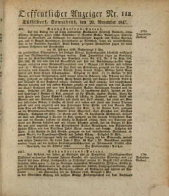 Amtsblatt für den Regierungsbezirk Düsseldorf Samstag 20. November 1847