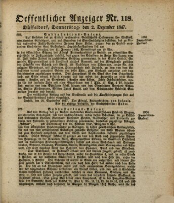 Amtsblatt für den Regierungsbezirk Düsseldorf Donnerstag 2. Dezember 1847