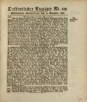 Amtsblatt für den Regierungsbezirk Düsseldorf Samstag 4. Dezember 1847