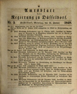 Amtsblatt für den Regierungsbezirk Düsseldorf Montag 31. Januar 1848