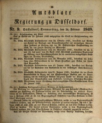 Amtsblatt für den Regierungsbezirk Düsseldorf Donnerstag 24. Februar 1848