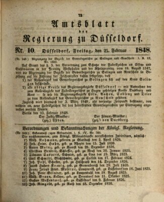 Amtsblatt für den Regierungsbezirk Düsseldorf Freitag 25. Februar 1848