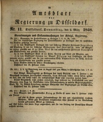 Amtsblatt für den Regierungsbezirk Düsseldorf Donnerstag 2. März 1848