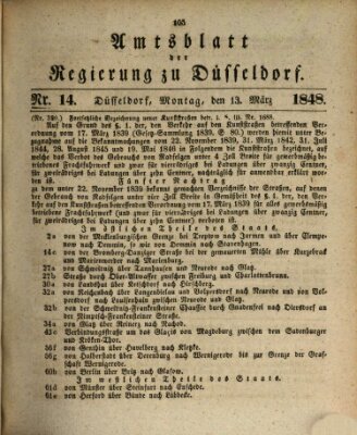 Amtsblatt für den Regierungsbezirk Düsseldorf Montag 13. März 1848