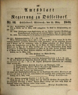 Amtsblatt für den Regierungsbezirk Düsseldorf Mittwoch 22. März 1848