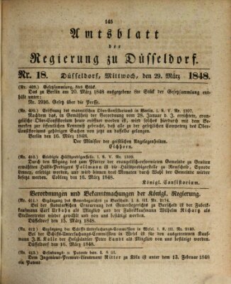 Amtsblatt für den Regierungsbezirk Düsseldorf Mittwoch 29. März 1848