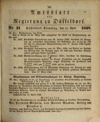 Amtsblatt für den Regierungsbezirk Düsseldorf Dienstag 11. April 1848