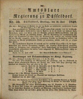 Amtsblatt für den Regierungsbezirk Düsseldorf Freitag 30. Juni 1848