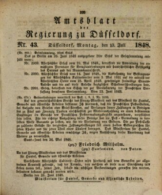 Amtsblatt für den Regierungsbezirk Düsseldorf Montag 10. Juli 1848