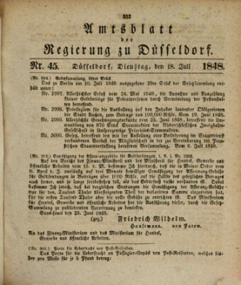 Amtsblatt für den Regierungsbezirk Düsseldorf Dienstag 18. Juli 1848