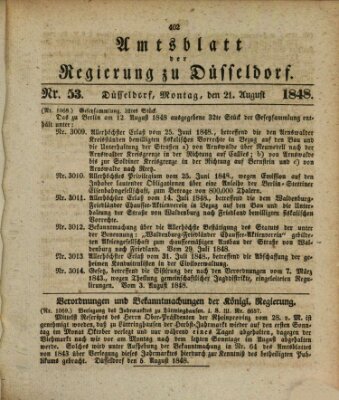 Amtsblatt für den Regierungsbezirk Düsseldorf Montag 21. August 1848