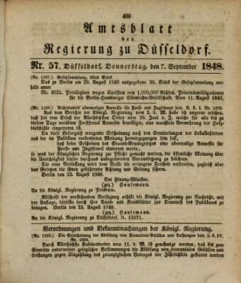 Amtsblatt für den Regierungsbezirk Düsseldorf Donnerstag 7. September 1848