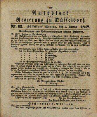 Amtsblatt für den Regierungsbezirk Düsseldorf Montag 2. Oktober 1848