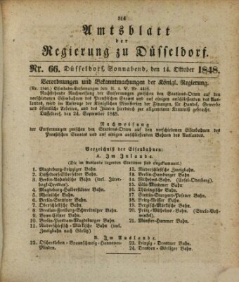 Amtsblatt für den Regierungsbezirk Düsseldorf Samstag 14. Oktober 1848