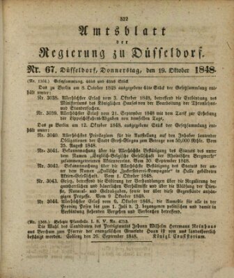 Amtsblatt für den Regierungsbezirk Düsseldorf Donnerstag 19. Oktober 1848