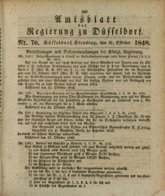 Amtsblatt für den Regierungsbezirk Düsseldorf Dienstag 31. Oktober 1848