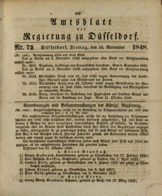 Amtsblatt für den Regierungsbezirk Düsseldorf Freitag 10. November 1848