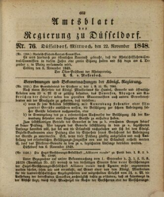 Amtsblatt für den Regierungsbezirk Düsseldorf Mittwoch 22. November 1848