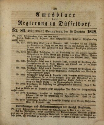 Amtsblatt für den Regierungsbezirk Düsseldorf Samstag 30. Dezember 1848