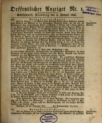 Amtsblatt für den Regierungsbezirk Düsseldorf Dienstag 4. Januar 1848