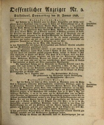 Amtsblatt für den Regierungsbezirk Düsseldorf Donnerstag 20. Januar 1848