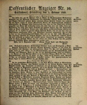 Amtsblatt für den Regierungsbezirk Düsseldorf Dienstag 1. Februar 1848