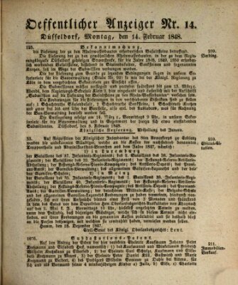 Amtsblatt für den Regierungsbezirk Düsseldorf Montag 14. Februar 1848