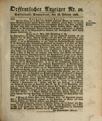 Amtsblatt für den Regierungsbezirk Düsseldorf Samstag 26. Februar 1848