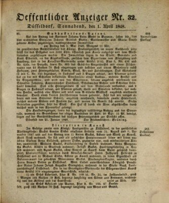 Amtsblatt für den Regierungsbezirk Düsseldorf Samstag 1. April 1848