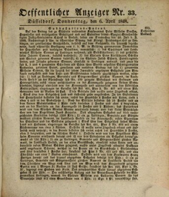 Amtsblatt für den Regierungsbezirk Düsseldorf Donnerstag 6. April 1848