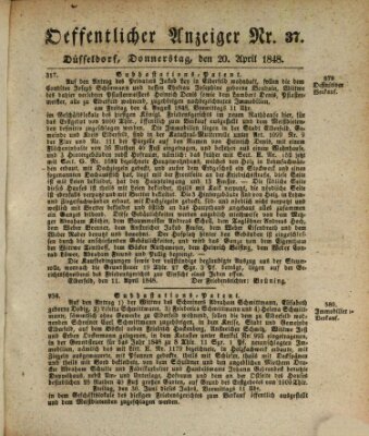 Amtsblatt für den Regierungsbezirk Düsseldorf Donnerstag 20. April 1848