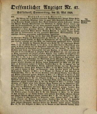 Amtsblatt für den Regierungsbezirk Düsseldorf Donnerstag 25. Mai 1848