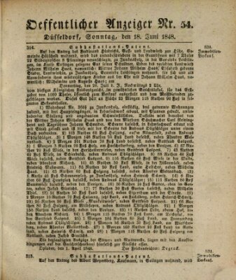 Amtsblatt für den Regierungsbezirk Düsseldorf Sonntag 18. Juni 1848