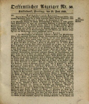 Amtsblatt für den Regierungsbezirk Düsseldorf Freitag 23. Juni 1848