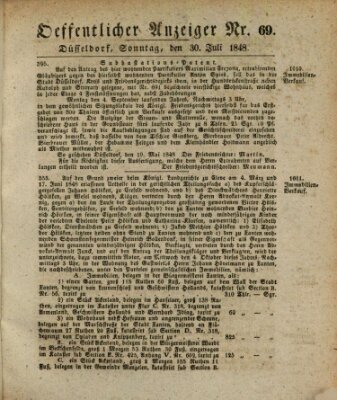 Amtsblatt für den Regierungsbezirk Düsseldorf Sonntag 30. Juli 1848