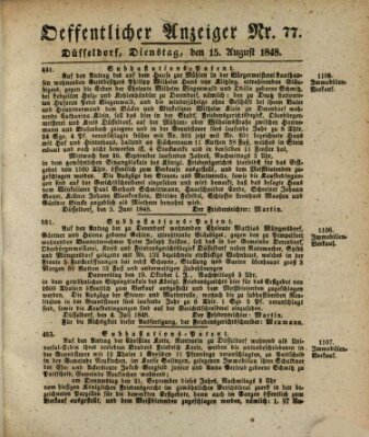 Amtsblatt für den Regierungsbezirk Düsseldorf Dienstag 15. August 1848