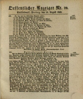Amtsblatt für den Regierungsbezirk Düsseldorf Freitag 18. August 1848