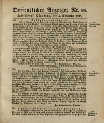 Amtsblatt für den Regierungsbezirk Düsseldorf Dienstag 5. September 1848