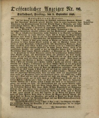 Amtsblatt für den Regierungsbezirk Düsseldorf Freitag 8. September 1848