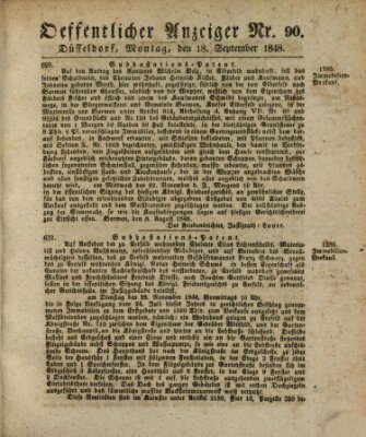 Amtsblatt für den Regierungsbezirk Düsseldorf Montag 18. September 1848