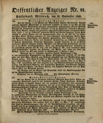 Amtsblatt für den Regierungsbezirk Düsseldorf Mittwoch 20. September 1848