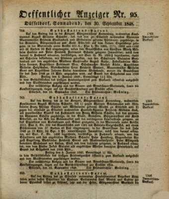 Amtsblatt für den Regierungsbezirk Düsseldorf Samstag 30. September 1848