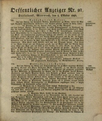 Amtsblatt für den Regierungsbezirk Düsseldorf Mittwoch 4. Oktober 1848