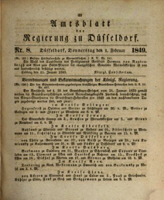 Amtsblatt für den Regierungsbezirk Düsseldorf Donnerstag 1. Februar 1849