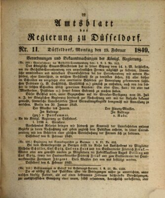 Amtsblatt für den Regierungsbezirk Düsseldorf Montag 19. Februar 1849