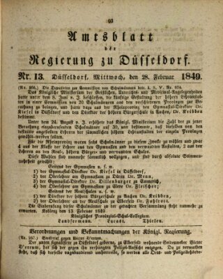 Amtsblatt für den Regierungsbezirk Düsseldorf Mittwoch 28. Februar 1849