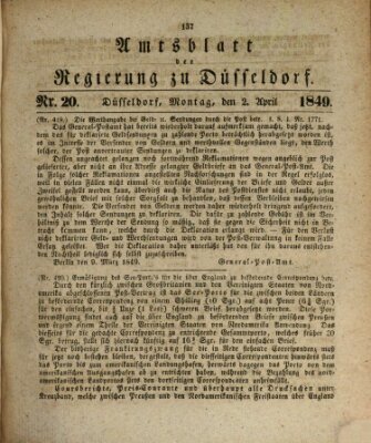 Amtsblatt für den Regierungsbezirk Düsseldorf Montag 2. April 1849