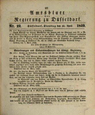 Amtsblatt für den Regierungsbezirk Düsseldorf Dienstag 10. April 1849