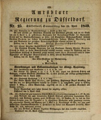 Amtsblatt für den Regierungsbezirk Düsseldorf Donnerstag 19. April 1849