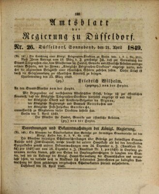 Amtsblatt für den Regierungsbezirk Düsseldorf Samstag 21. April 1849